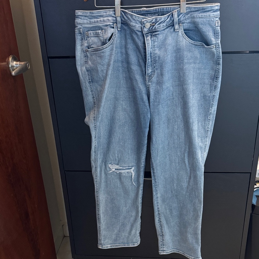 Chico's Womens Straight Light Blue Washed Jeans
